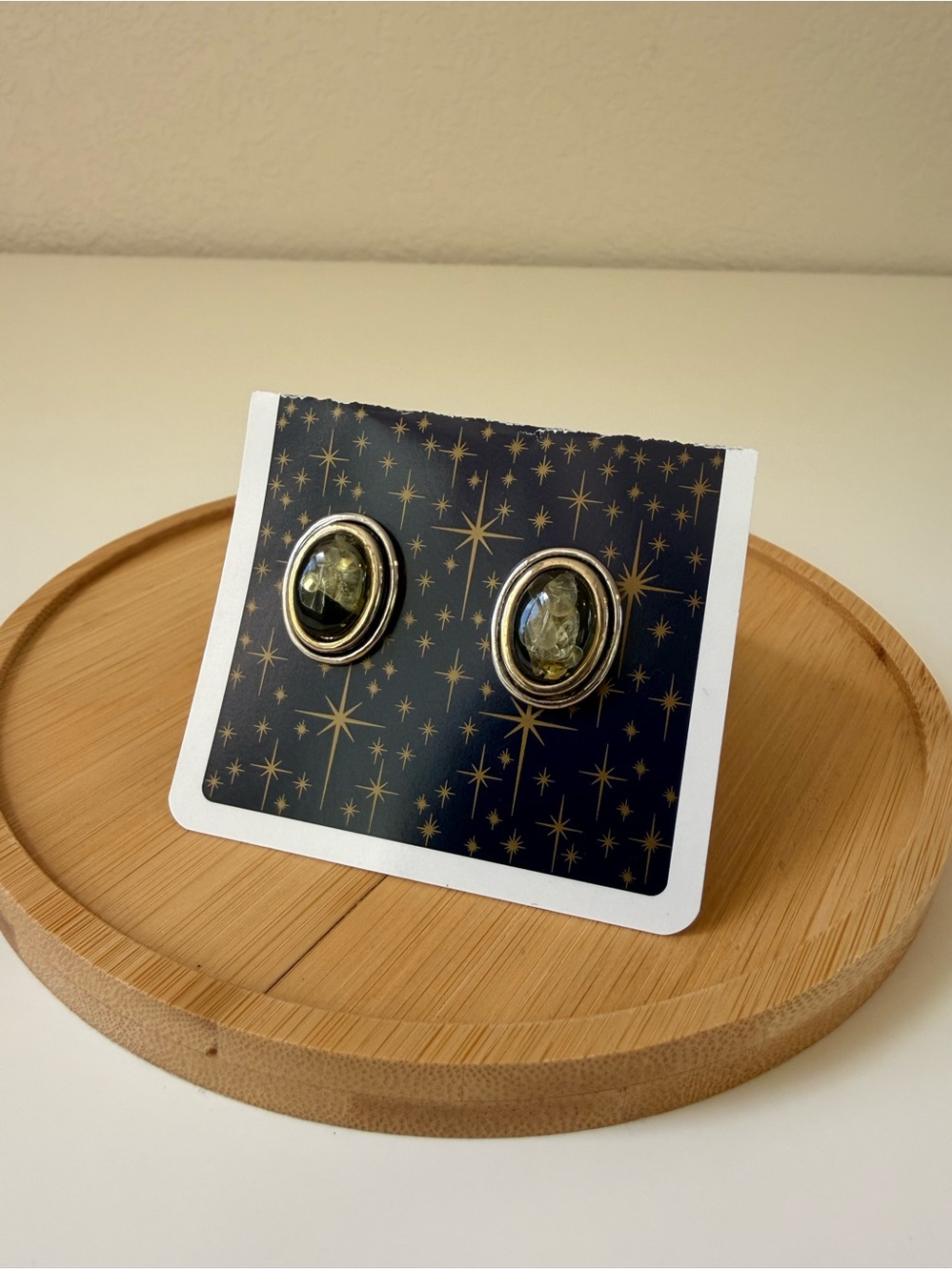 Green Amber Earrings